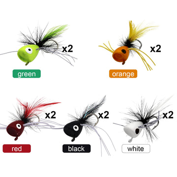 Assorted color fly fishing popper lures