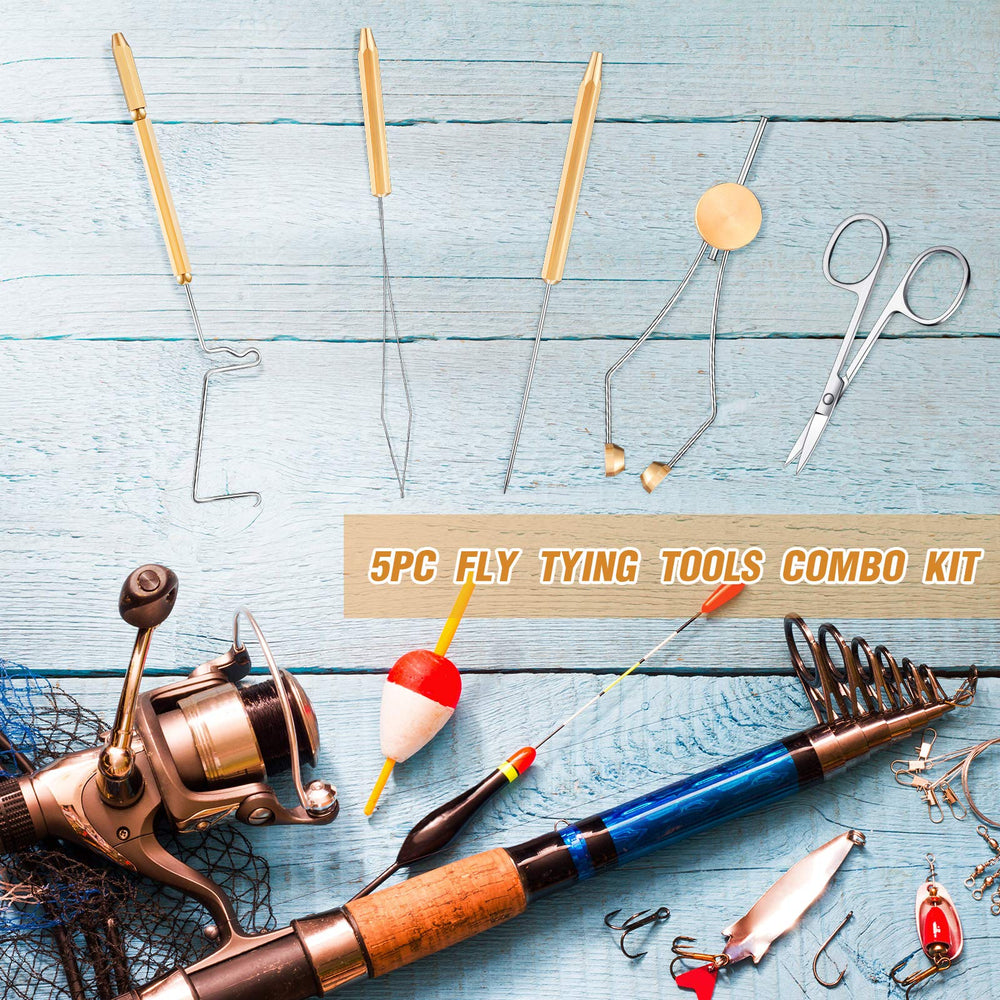 Compact fly tying tools set shown together for outdoor fishing and lure making