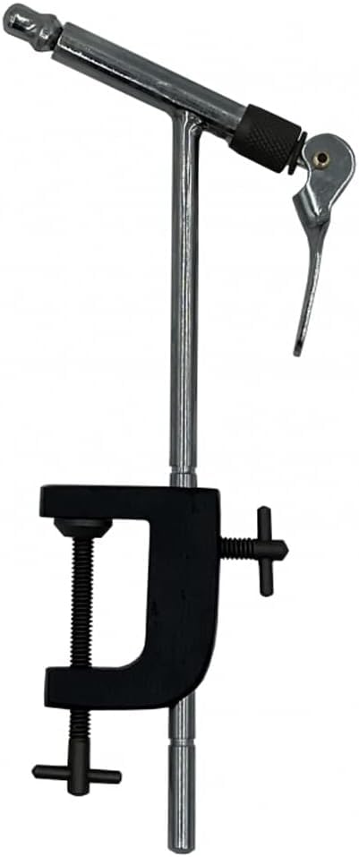 Fly Tying Vise with Bench Clip - stainless steel and brass, 360-degree rotating head, cast iron clamp