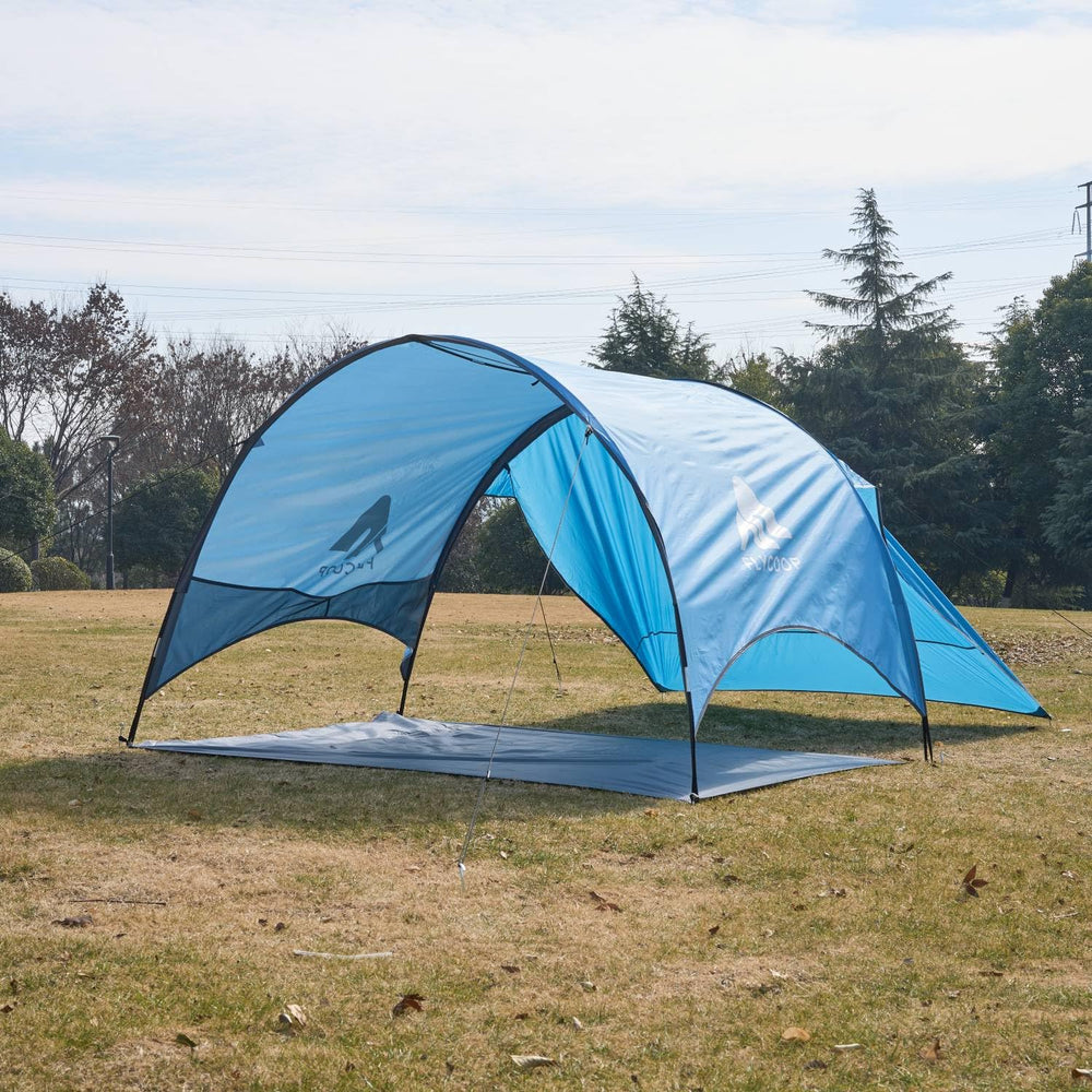 Flycoop Beach Tent easy setup in minutes with no tools.