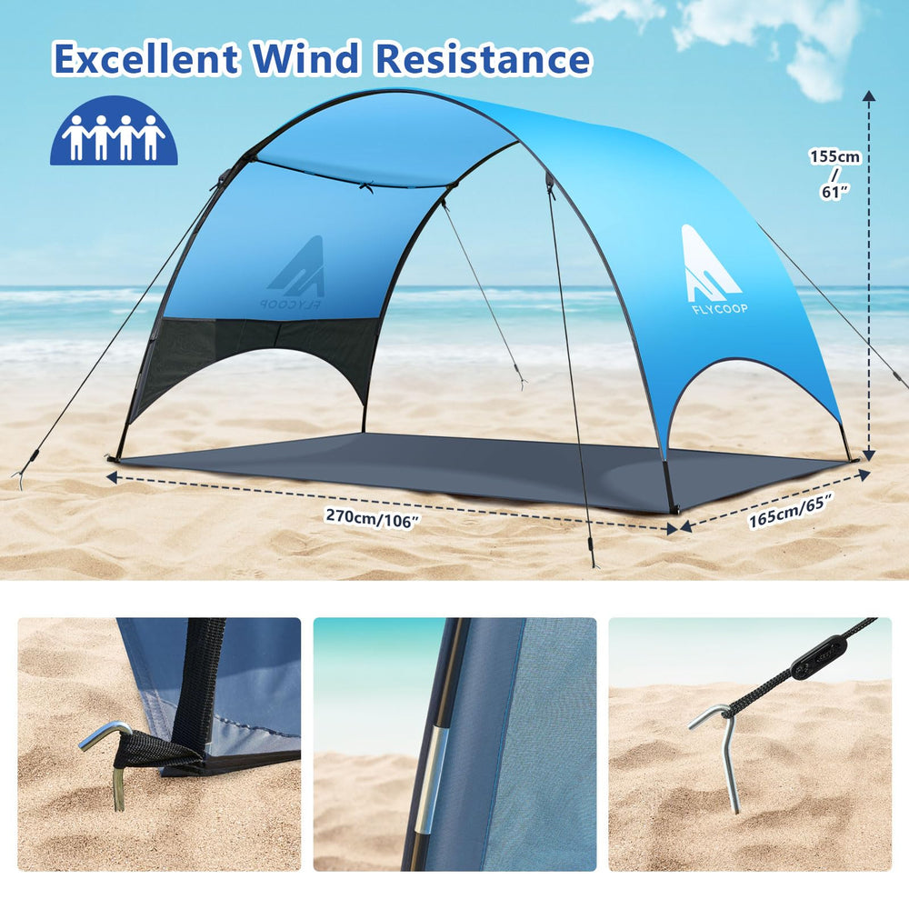 Flycoop Beach Tent sizes offer options for 3 to 4 people