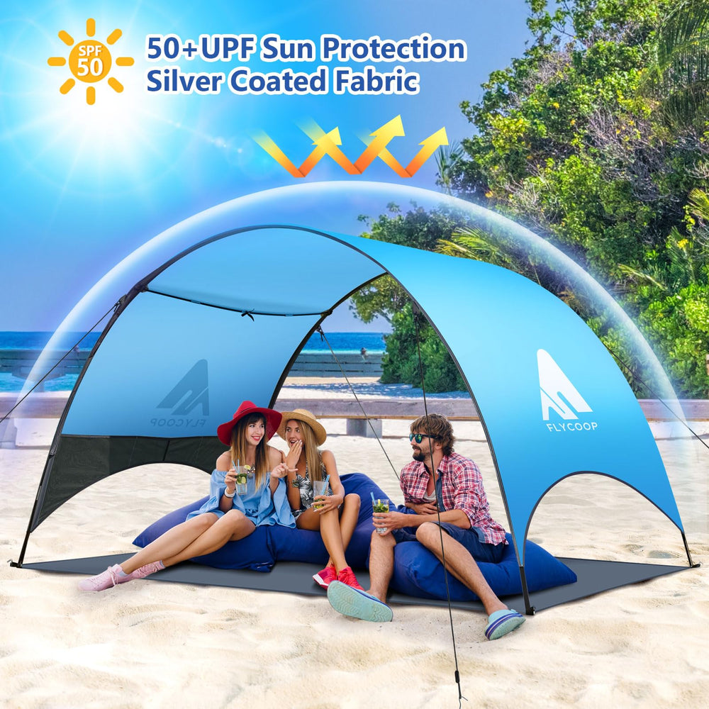 Flycoop Beach Tent storage-pocket keeps essentials within reach at the beach