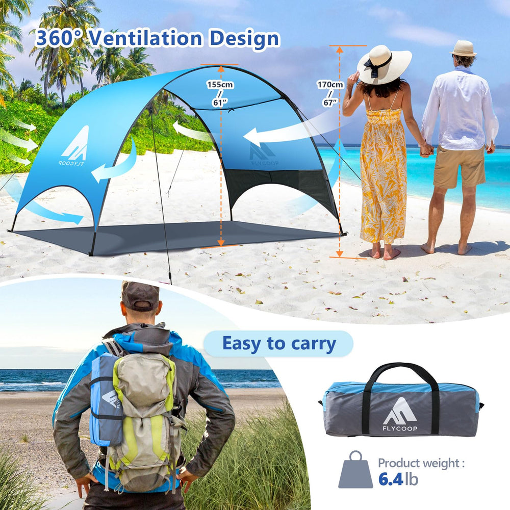 Flycoop Beach Tent 360 ventilation keeps air flowing for cooler beach shade