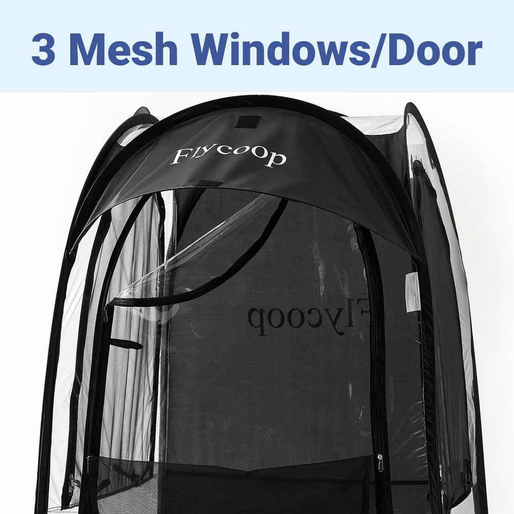 Flycoop compact carry bag stores the shelter for easy transport.