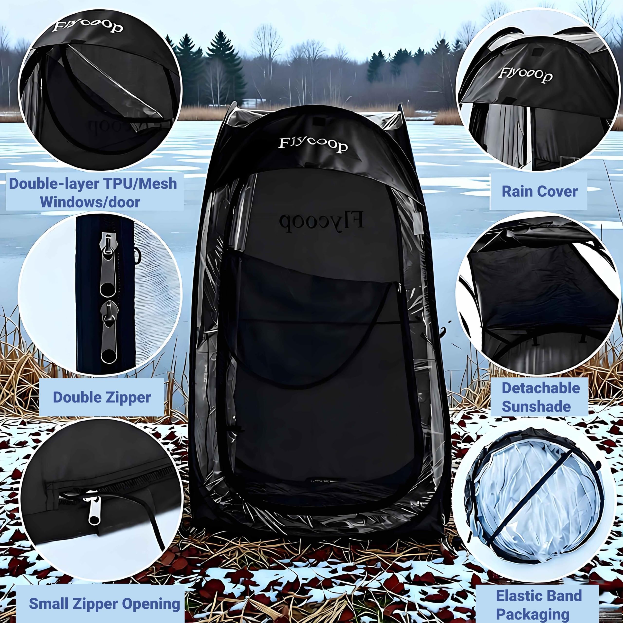 Flycoop four-season comfort blocks wind and rain during events.