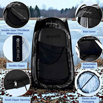 Flycoop four-season comfort blocks wind and rain during events.