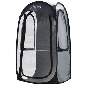 Flycoop sports tent pop-up setup demonstrates rapid shelter for outdoor events.
