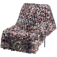 FLYEGO camo netting over a deer stand enhances field concealment and terrain blending.