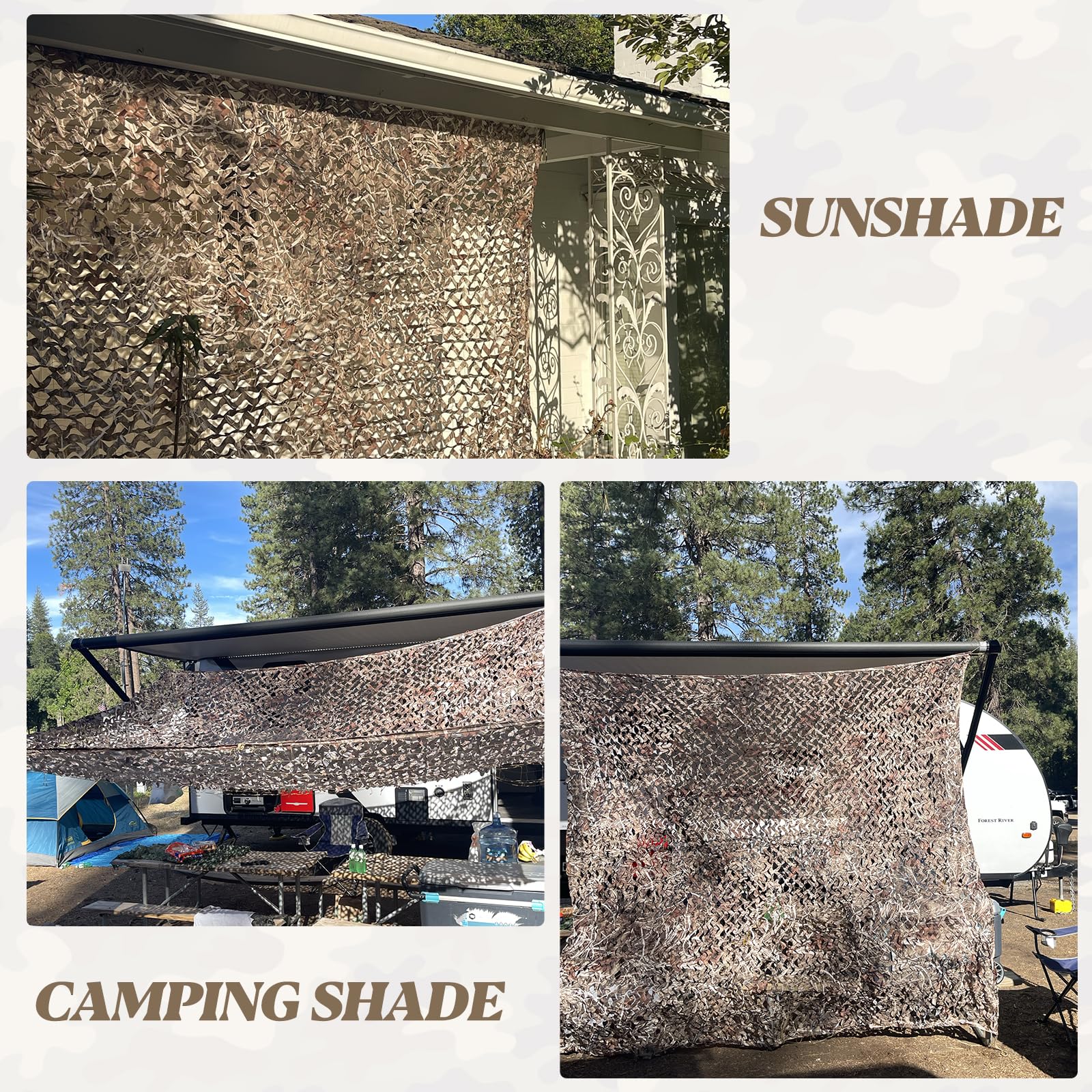 FLYEGO camo netting ventilated design lets wind pass through for comfort
