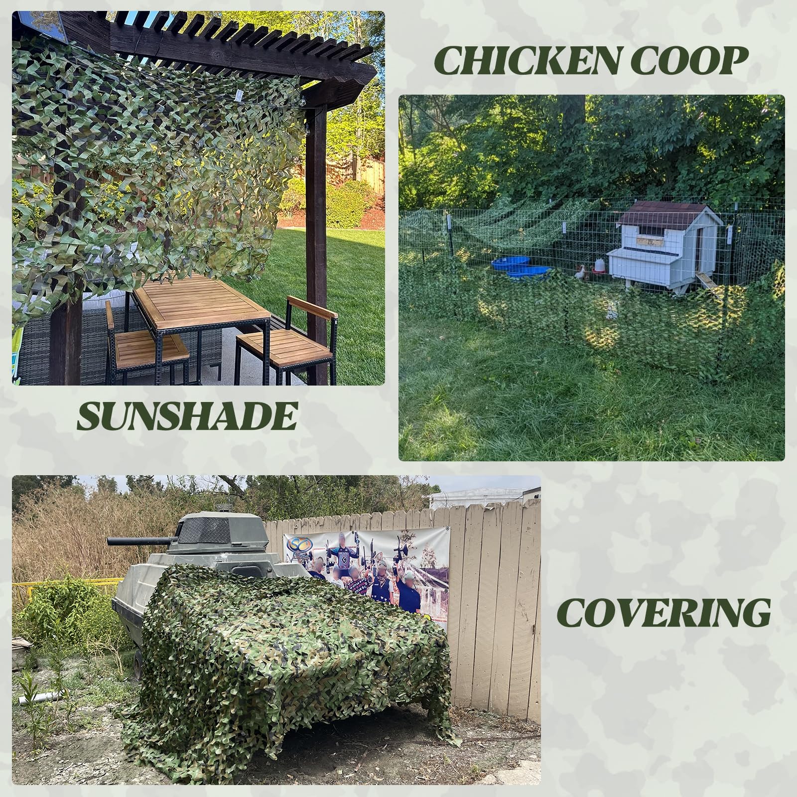 FLYEGO camo netting waterproof ripstop fabric keeps gear dry in wet conditions.