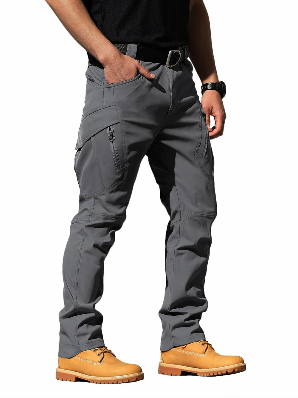 FLYFIREFLY men's ripstop cargo pants front view for durable outdoor adventures.