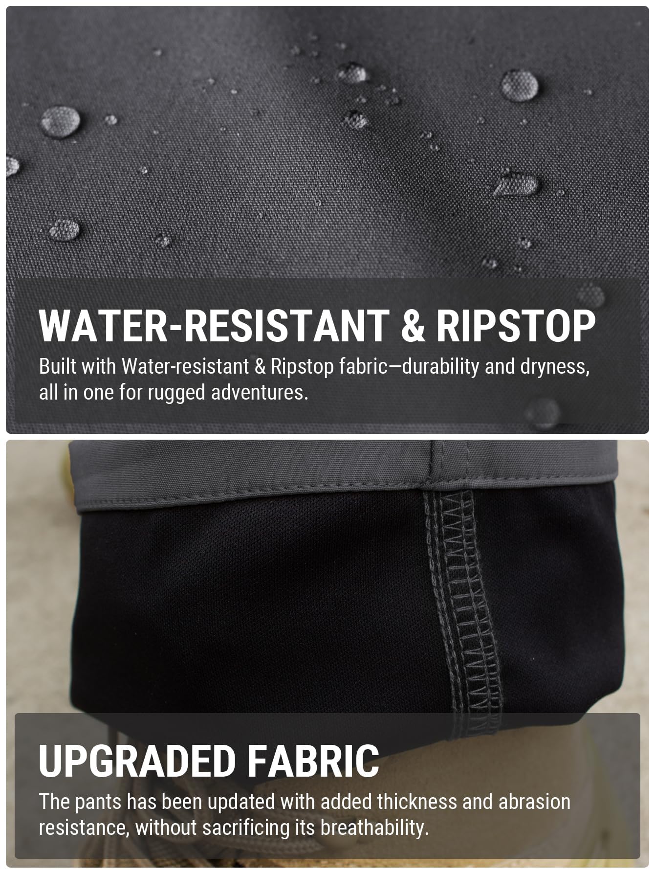 FLYFIREFLY cargo pants in action during hiking and camping activities.