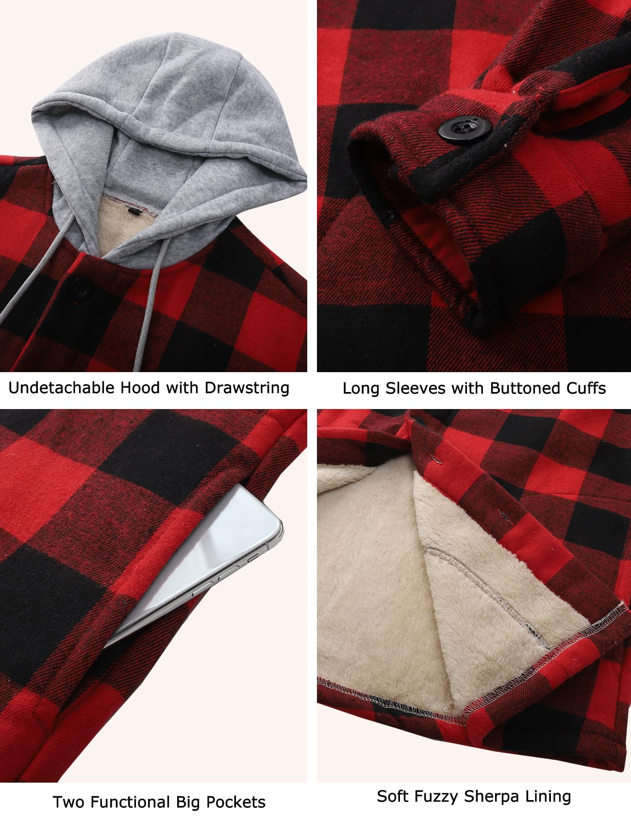 Flygo flannel shirt jacket redblack XXL folded setup showcases compact layering.