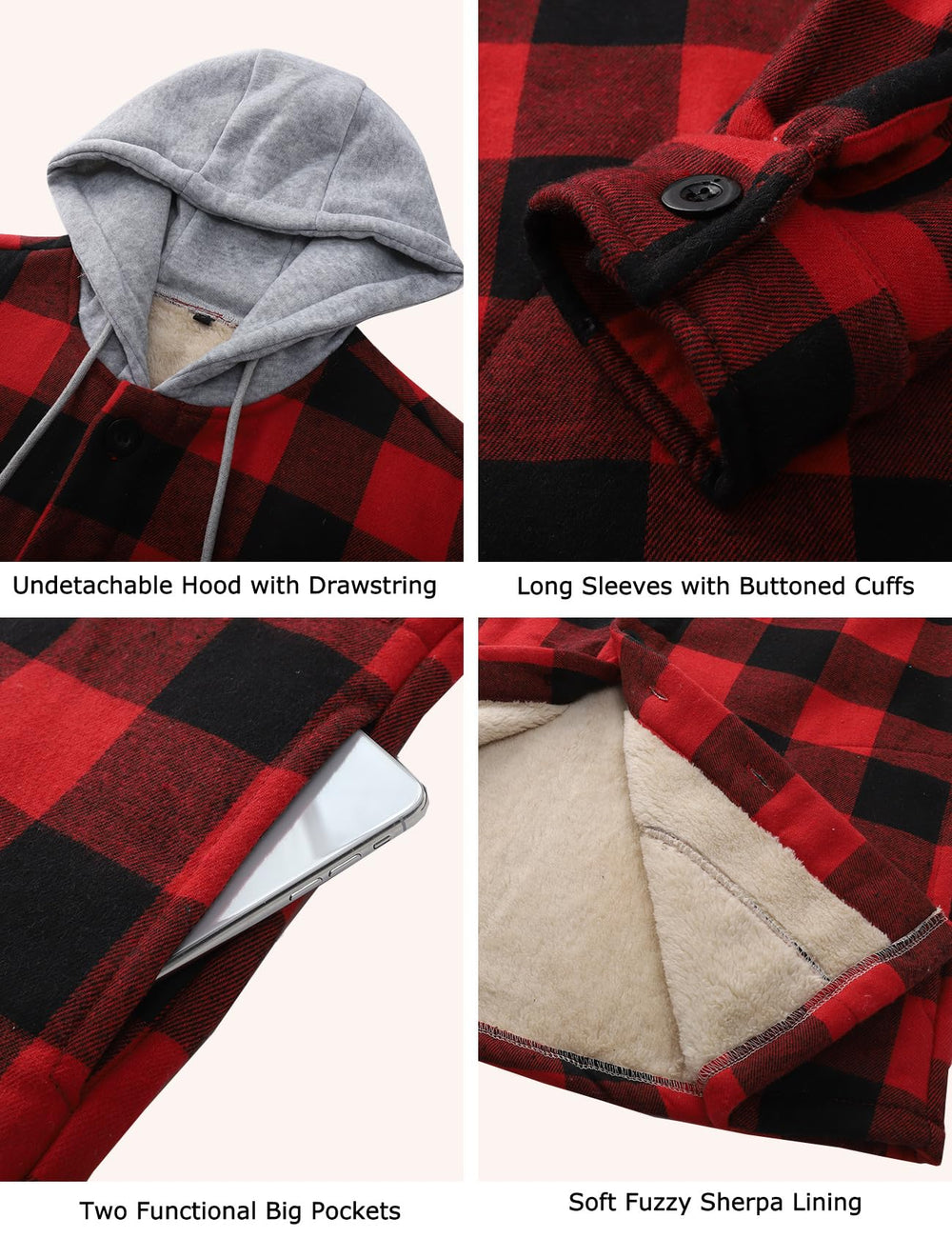 Flygo flannel shirt jacket redblack XXL folded setup showcases compact layering.