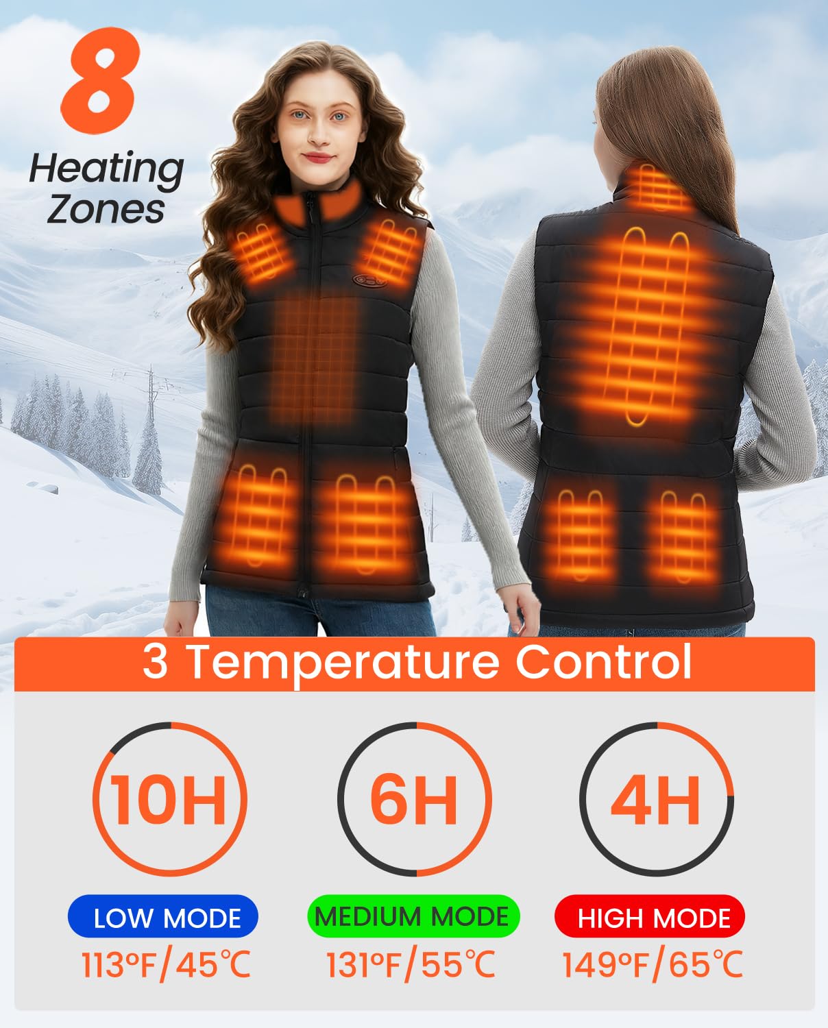 Flyhare heated vest battery pack included enables long-lasting warmth on cold days.