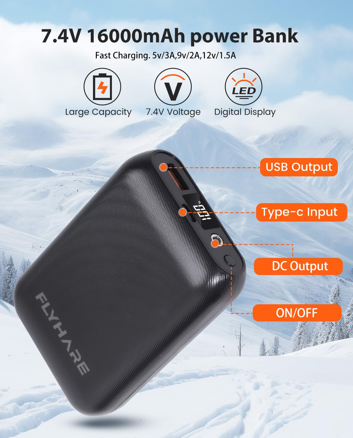 Flyhare heated vest battery pack shows extended warmth and safety features for uninterrupted wear