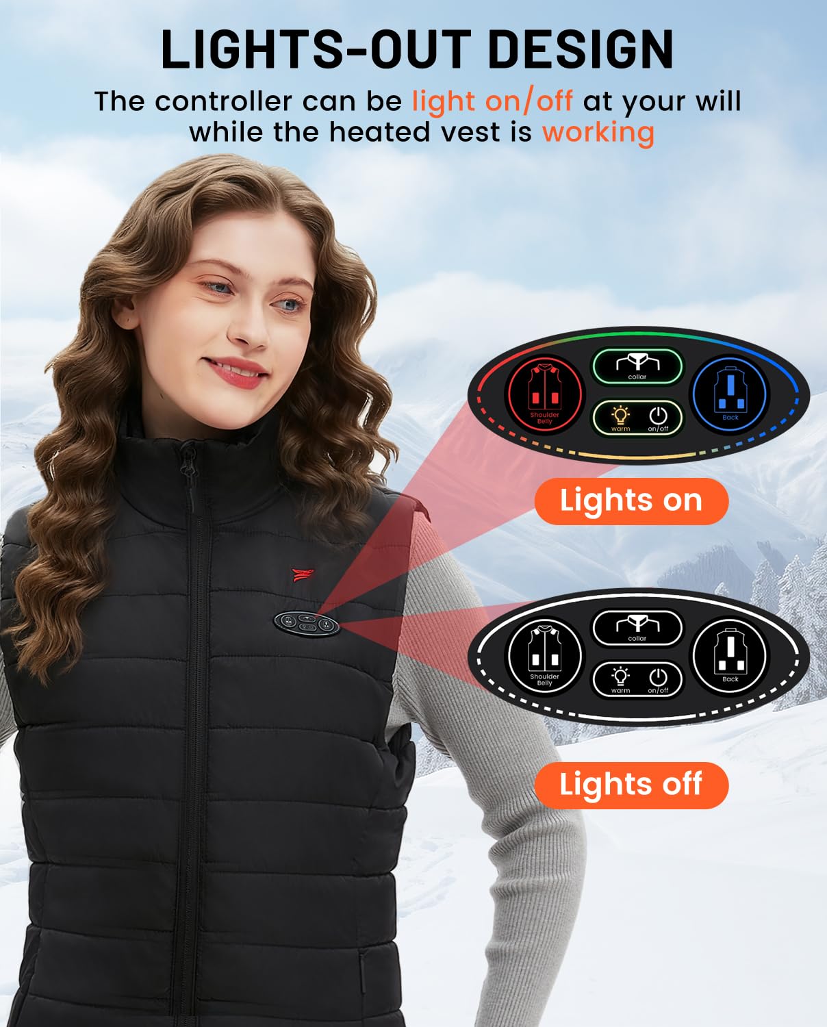 Flyhare heated vest collar close-up reveals plush lining and windproof comfort