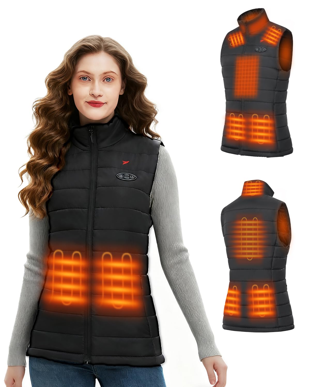 Flyhare heated vest for women front view showing core warmth for outdoor commute