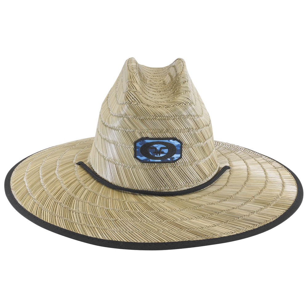 Adjustable chin strap on straw hat for secure fit