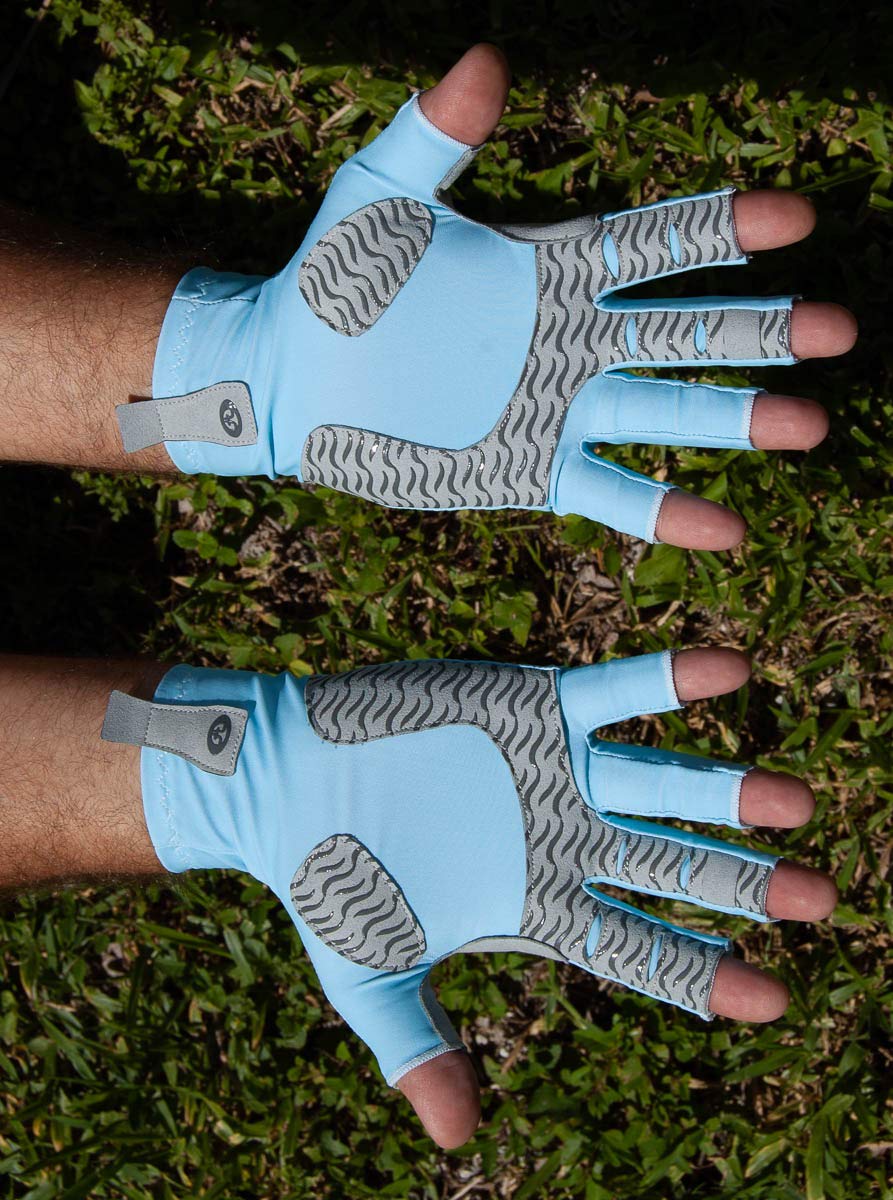 Flying Fisherman SunBandit Pro Series Bahama Blue extended cuff protects wrists from sun and spray.