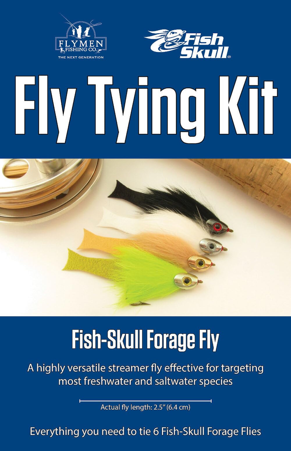 Flymen Fishing Company forage fly tying kit for freshwater fishing, beginner-friendly supplies