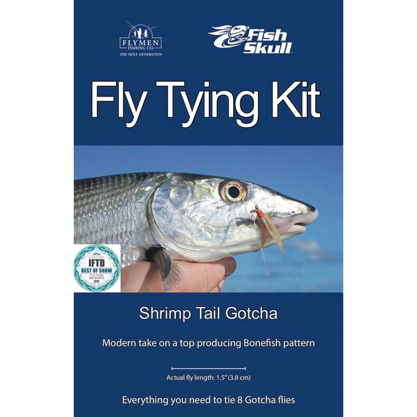 Flymen Fishing Company shrimp-tail Gotcha tying kit for beginners with complete materials