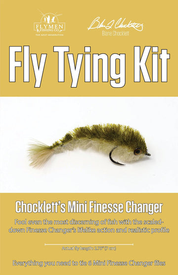 Flymen Mini Finesse Changer tying kit with materials to tie six flies