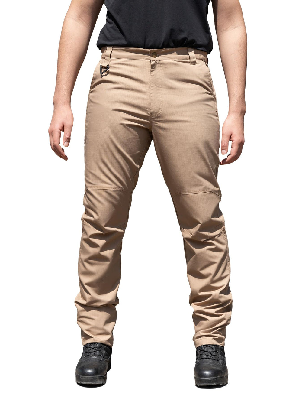 Flyplus men's tactical pants knee cutout for improved mobility during hiking