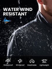Flyplus men's lightweight waterproof jacket worn outdoors in forest demonstrates versatile casual use.