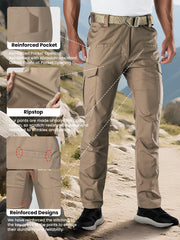 Flyplus men's tactical pants gusseted crotch close-up demonstrates unrestricted movement.