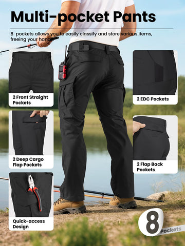 Flyplus pants highlight reinforced pocket edges to resist wear from gear usage.