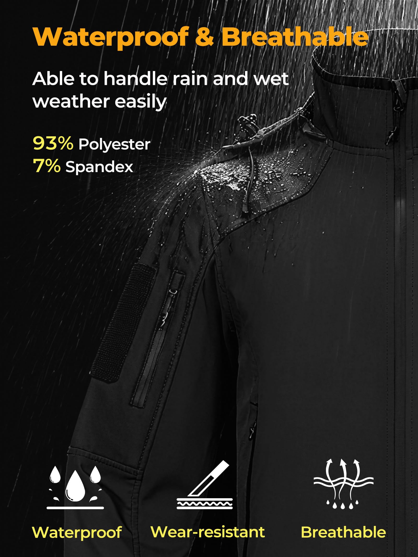 Flyplus men's waterproof softshell jacket removable hood for flexible weather layering