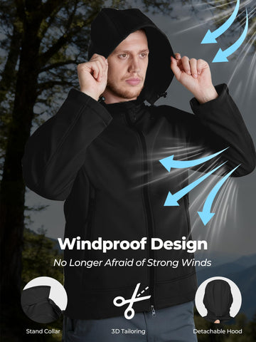 Flyplus men's jacket stand-up collar and zipper for wind protection and ventilation