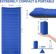 FNARMW camping pad shows built-in foot pump for quick campsite inflation.