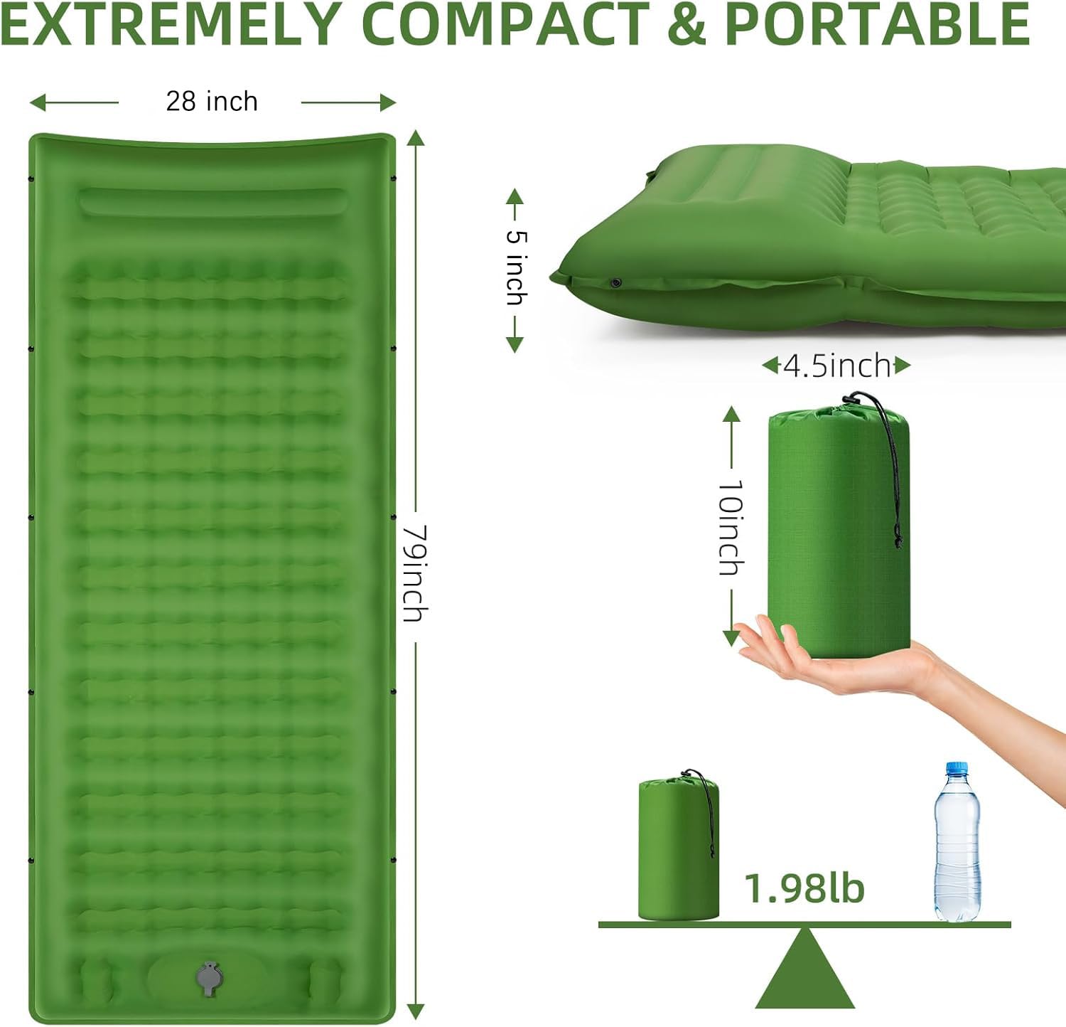 FNARMW built-in pillow camping pad provides neck support for restful sleep