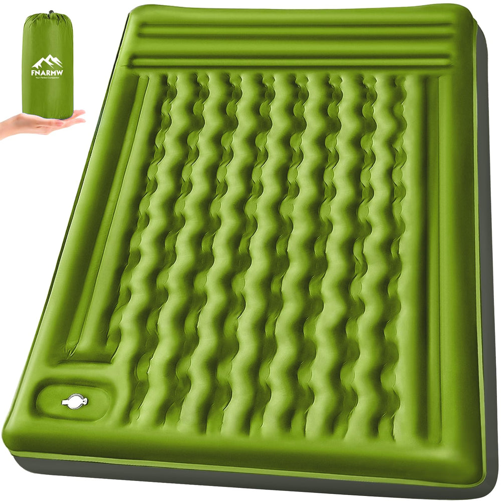 FNARMW double sleeping pad fully inflated side view showing 6 inch thickness for comfort
