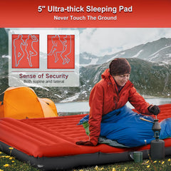 FNARMW sleeping pad built-in foot pump in use demonstrates quick inflation