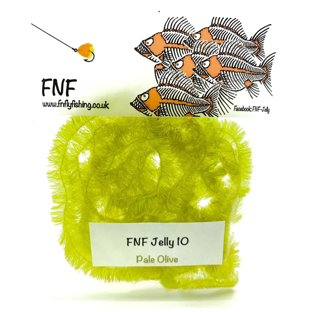 FNF Jelly 10 mm Pale Olive close-up showing bright colors and translucency for enticing fish