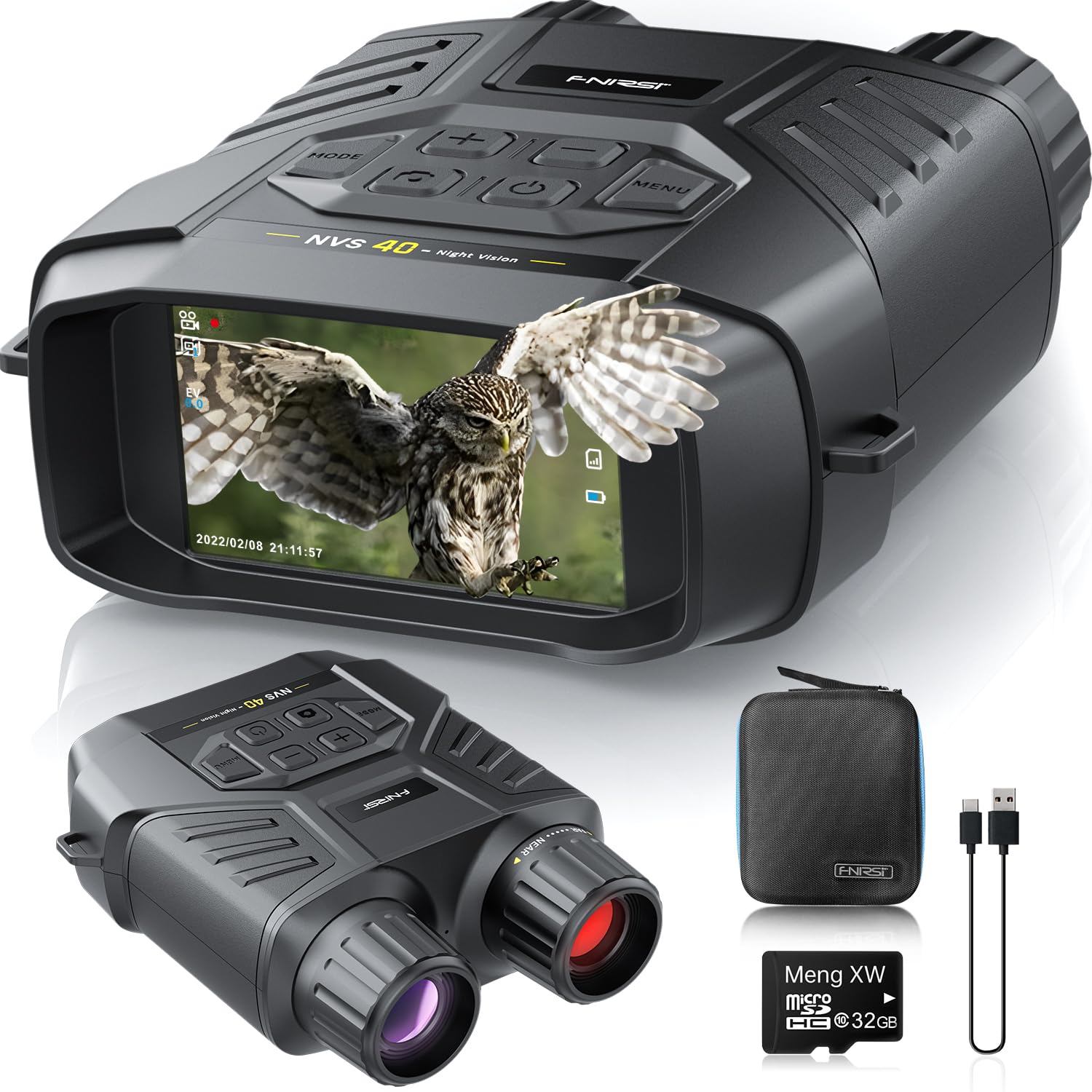 FNIRSI NVS40 4K video sample on screen shows crisp night footage for wildlife viewing