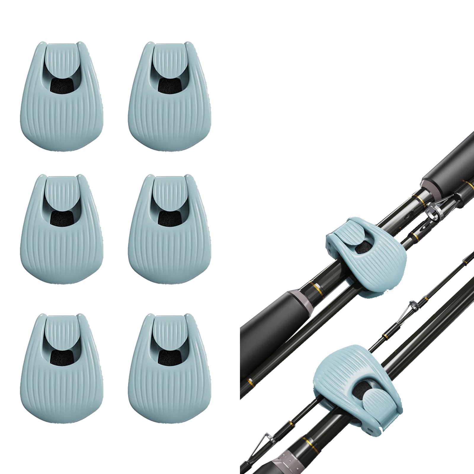 Blue color 6-pack fishing rod holder clips