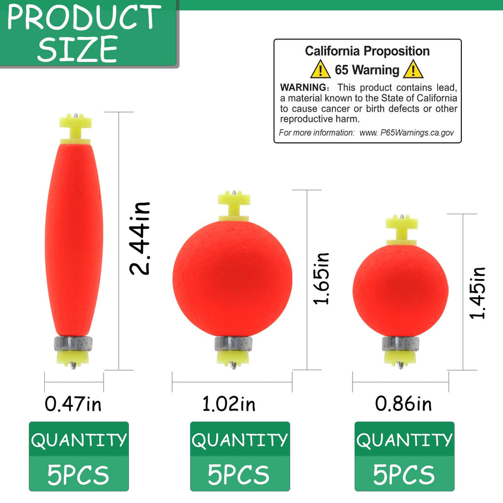 Bright red foam snap-on floats