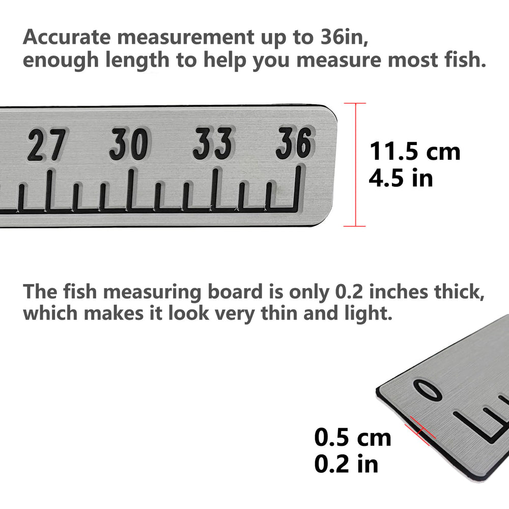 Foam fishing ruler showing 3M adhesive backing for mounting
