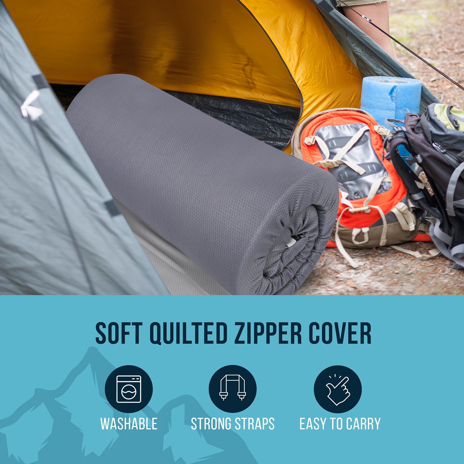 Foamma 4-inch memory foam core delivers supportive comfort on uneven ground