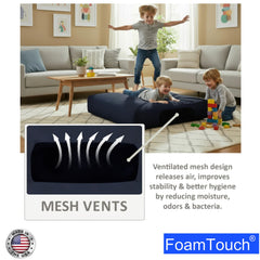 FoamTouch crash pad mesh vents for breathable impact.