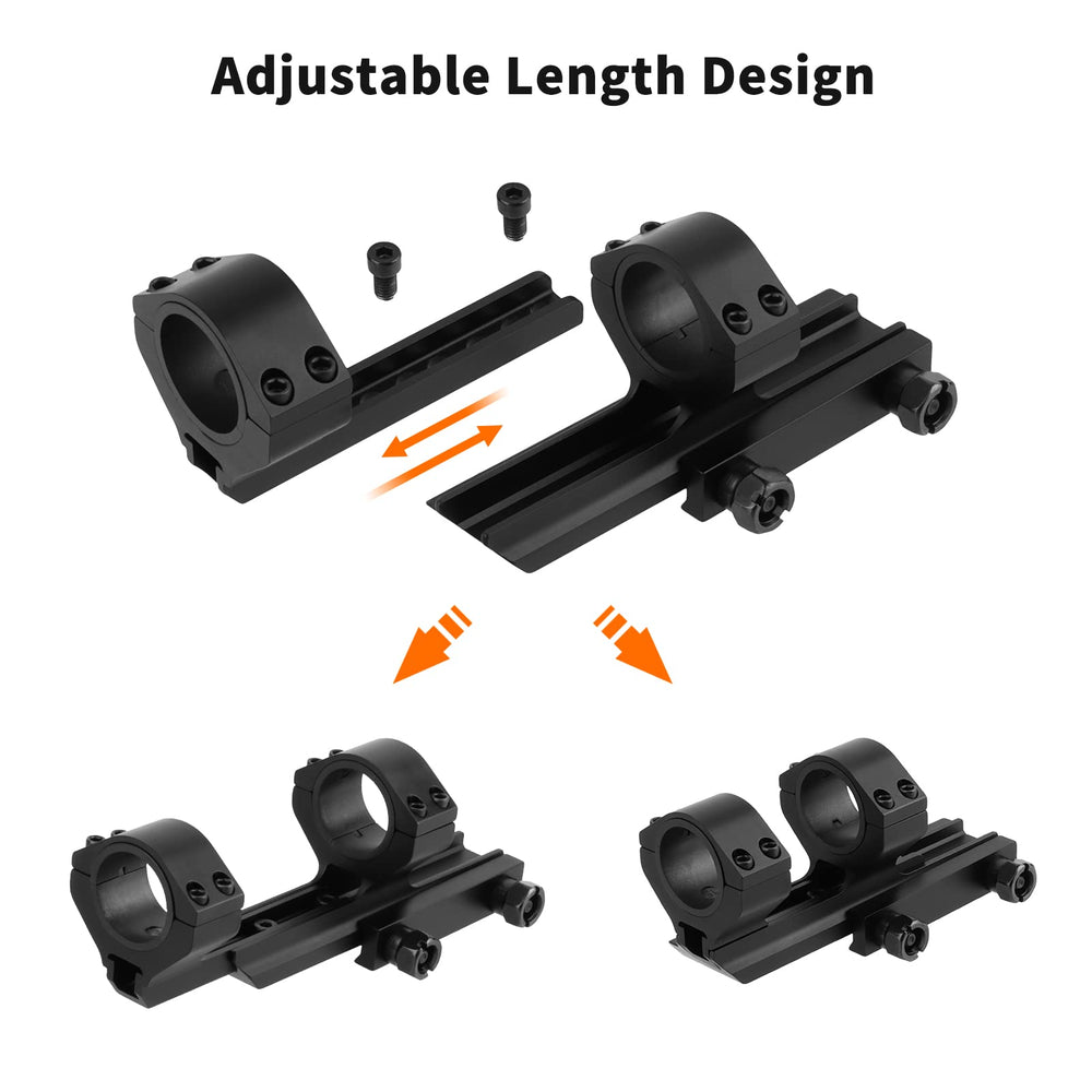 FOCUHUNTER offset cantilever mount fits 20mm Picatinny rails with solid alignment.