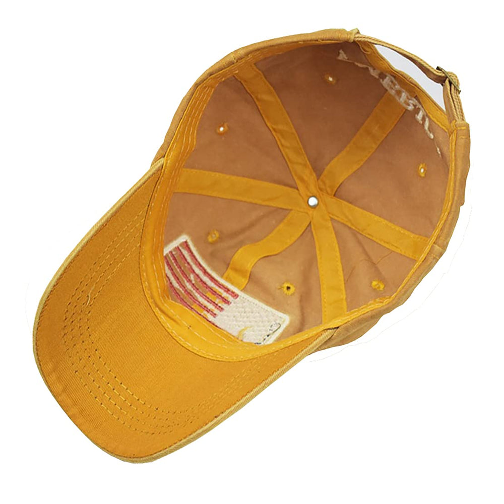 Foetest sun visor cap; yellow color for visibility on golf or tennis days.