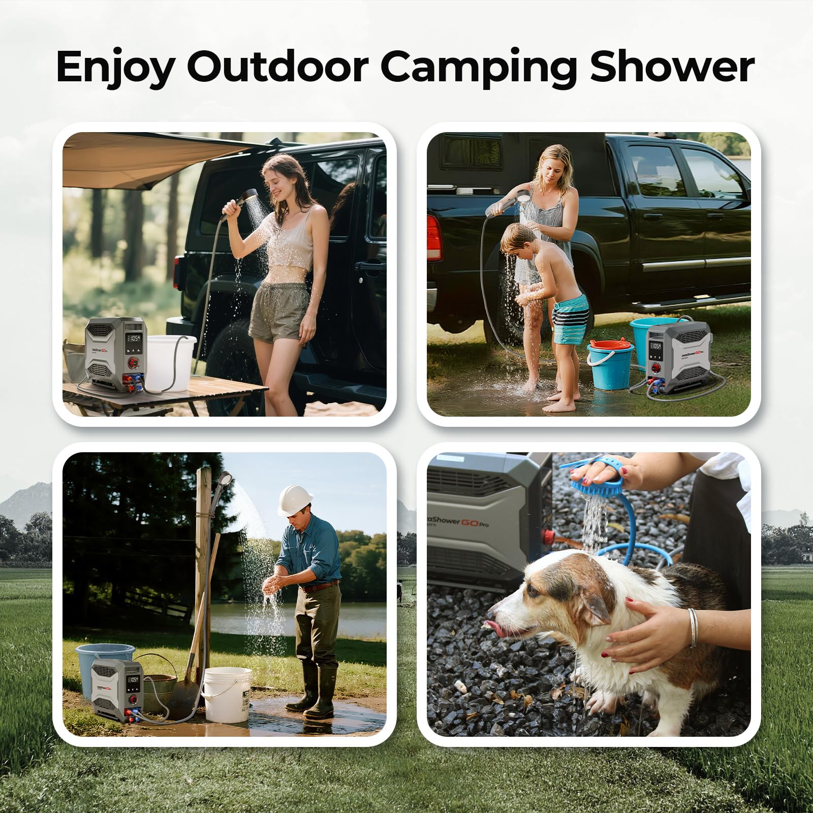 FOGATTI InstaShower GO Pro outdoor-use safety features and cautions