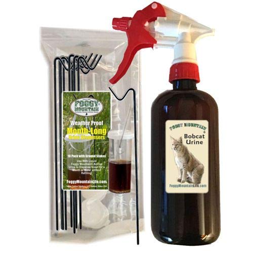 Foggy Mountain Bobcat Urine Dispenser 16 oz combo for wildlife management and deterrence.
