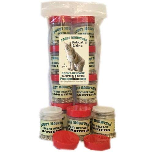 Foggy Mountain Bobcat Urine scent-release canisters support wildlife viewing and outdoor observation.