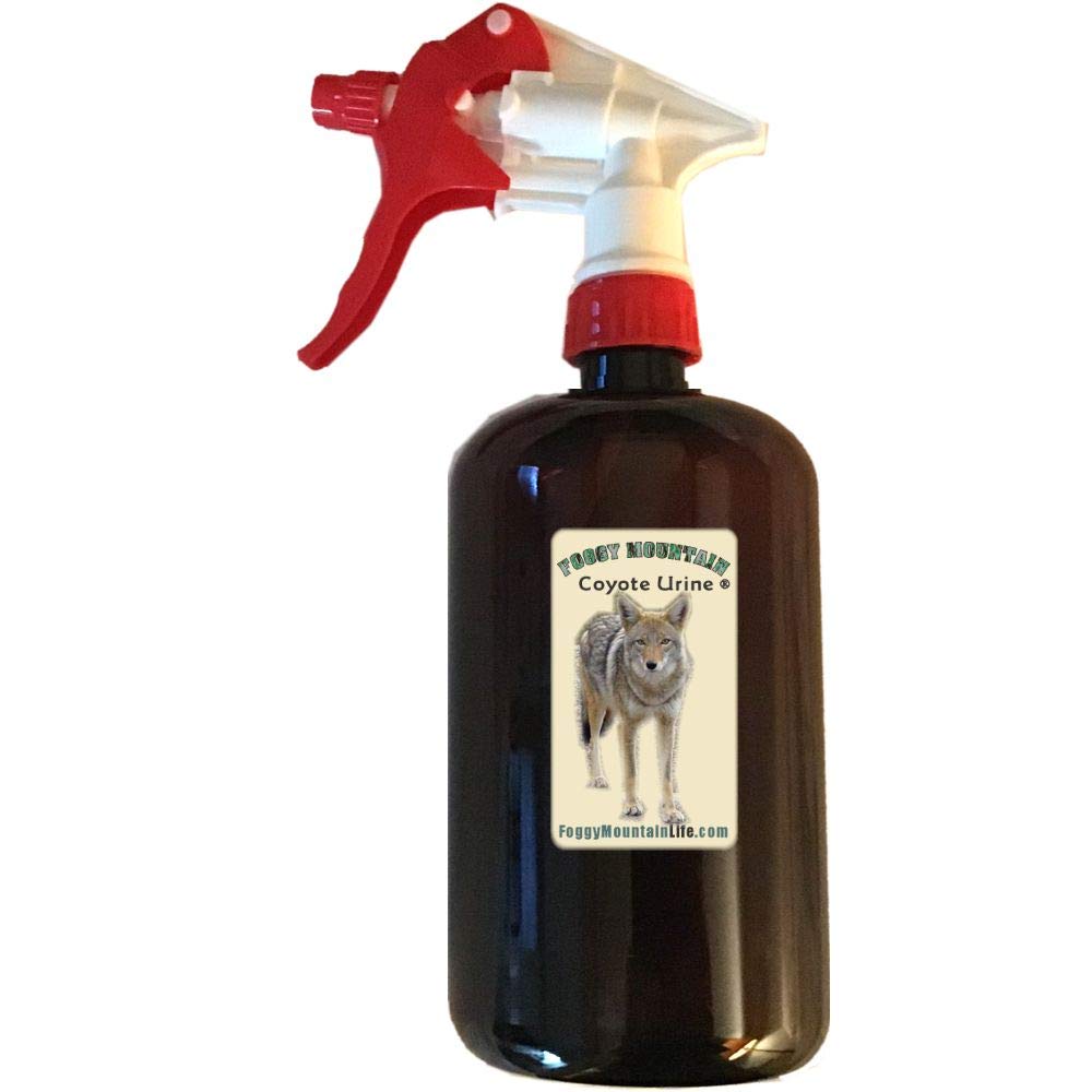 Foggy Mountain Coyote Urine 32oz spray bottle ready for field use to influence animal behavior.